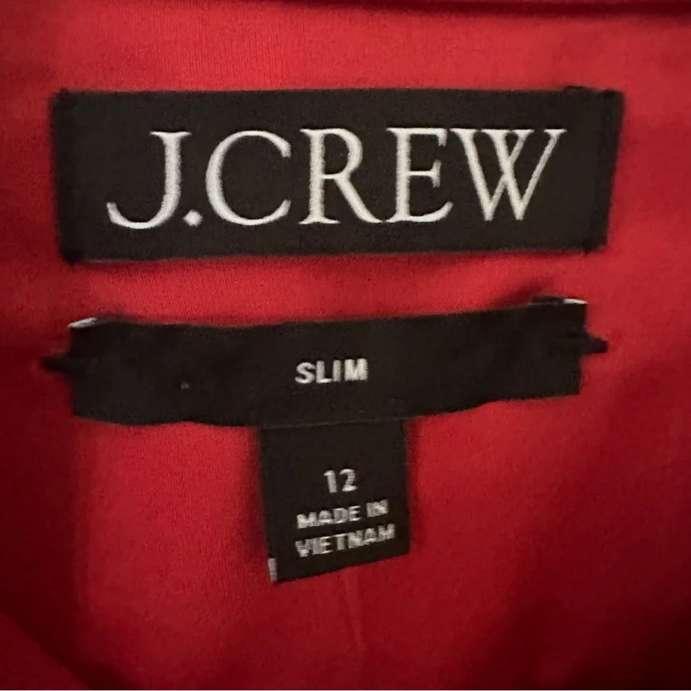 J Crew Slim Drapey Shirt in Luster Crepe Red 12